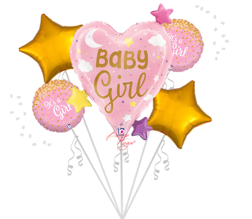 Betallic LLC Its A Girl Glittering Hearts Stars Bouquet