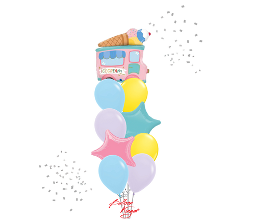 ice cream truck large bouquet nyc pastel ice cream balloon bouquet summer balloon delivery