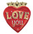 Red heart foil balloon printed with Love You for Valentine’s Day and romance décor