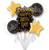 Metallic frame Happy Birthday balloon bouquet with black and gold accents for NYC celebrations