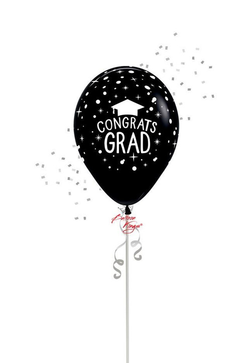 “Congrats Grad” Black Latex Balloon – Sleek Graduation Accent (Dallas)