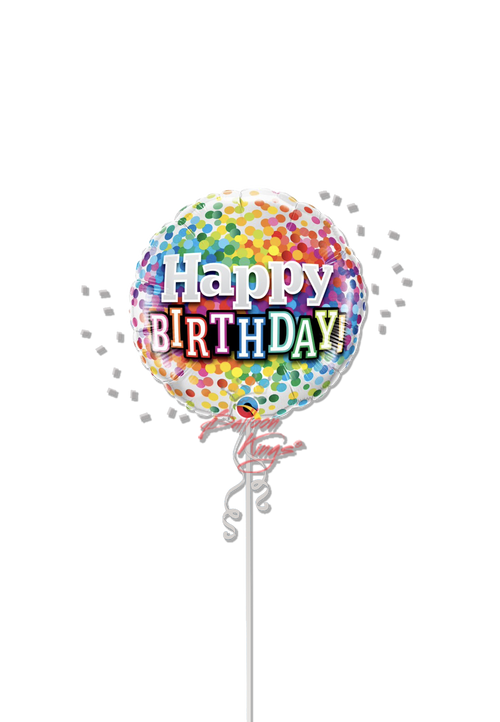 Happy Birthday Rainbow Confetti Mylar Balloon from Balloon Shop NYC