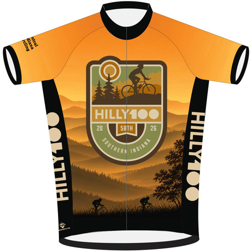 custom cycling jersey short sleeve for the hilly hundred 100 bike ride front view