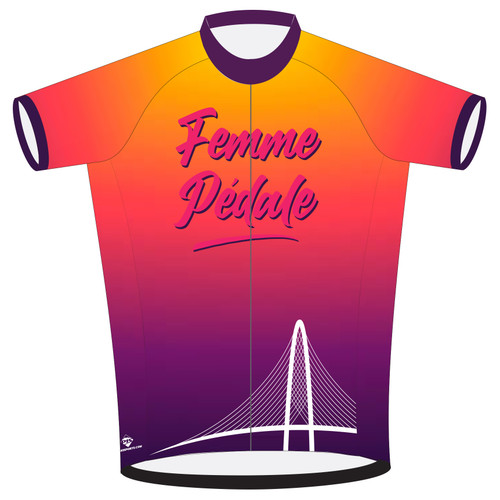 custom cycling jersey short sleeve for the femme pedale bike club front view