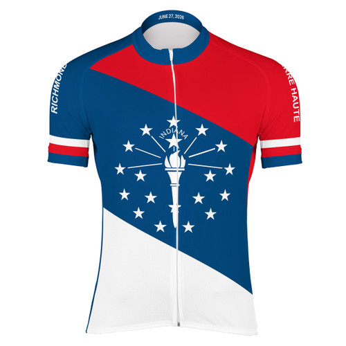 custom cycling jersey short sleeve for the ride across indiana rain bike ride front view