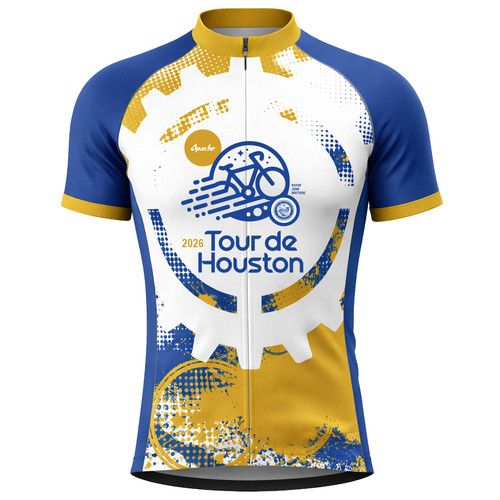custom cycling jersey short sleeve biking shirt for the tour de houston bike ride front view