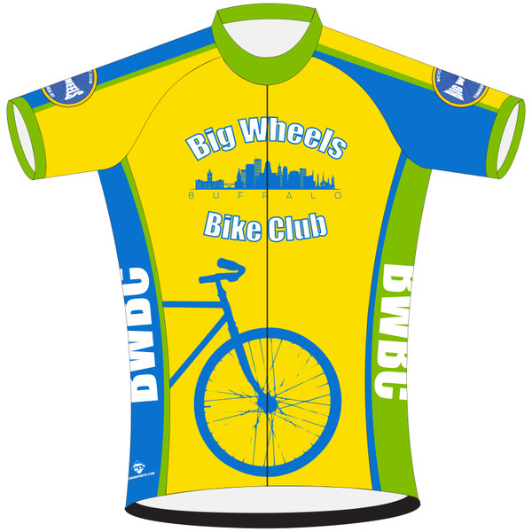 custom cycling jersey short sleeve for the big wheels bike club bwbc bike team front view
