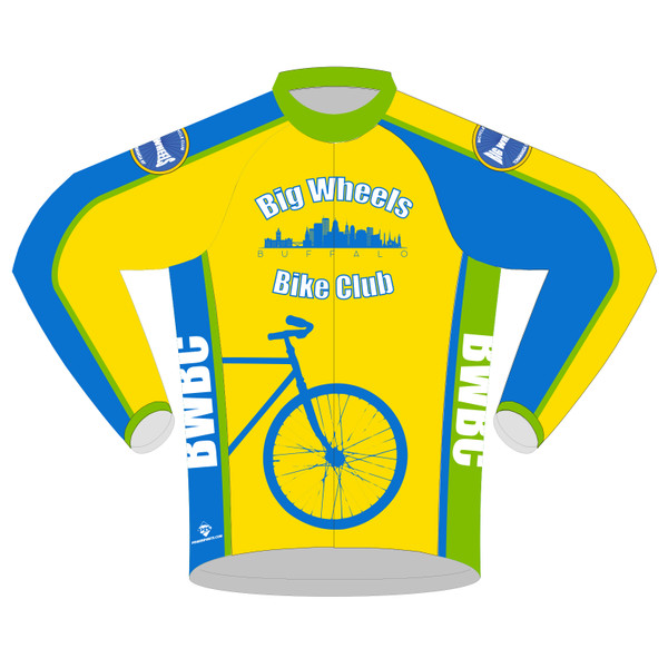 custom cycling jersey long sleeve for the big wheels bike club bwbc bike team front view