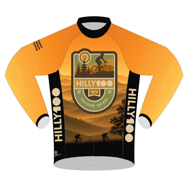 custom cycling jersey long sleeve for the hilly hundred 100 bike ride front view