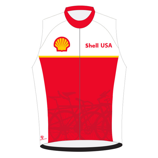 Custom bike jersey sleeveless for Shell cycling team front view