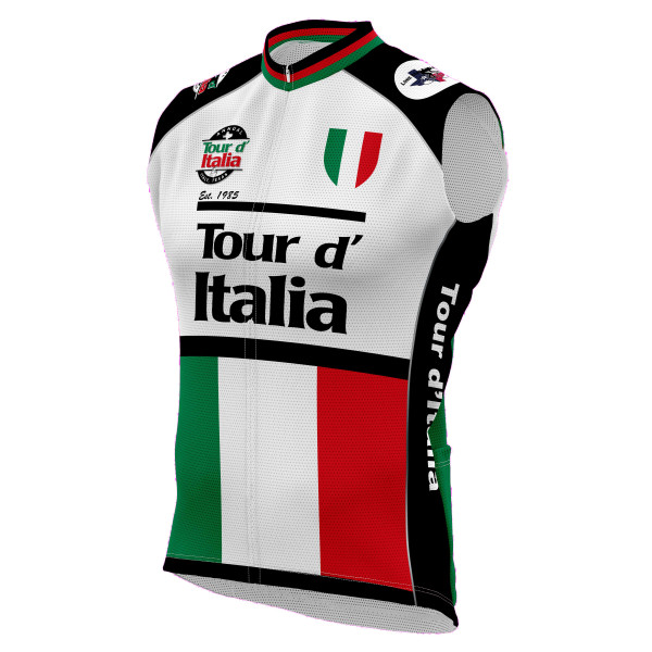 custom cycling jersey sleeveless bike shirt for the tour d'italia front angle view