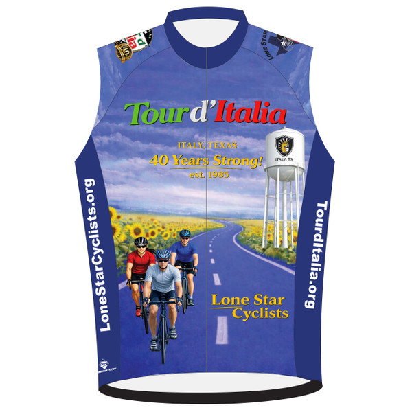 custom cycling jersey sleeveless bike shirt for the tour d'italia ride front view