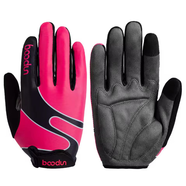 cycling glove full finger with padded palm pink and black