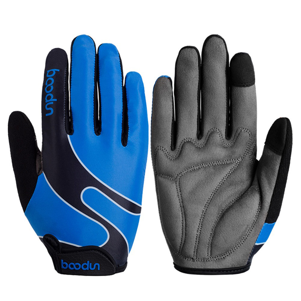 blue cycling gloves