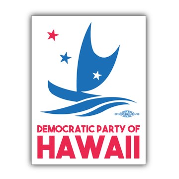 Democratic Party Of Hawaii Official Logo  (5" x 4" Vinyl Sticker -- Pack of Two!)