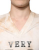 Beige Graphic Print Cotton V-neck T-shirt