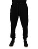 Black Cotton Mid Waist Jogger Sweatpants Pants