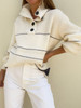 Waffle-Knit Half Button Long Sleeve Sweater