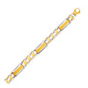 14k Two-Tone Gold Mens Bracelet with Fancy Rounded Bars (9.65 mm)
