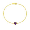 14K Yellow Gold Amethyst Heart Bracelet (1.50 mm)