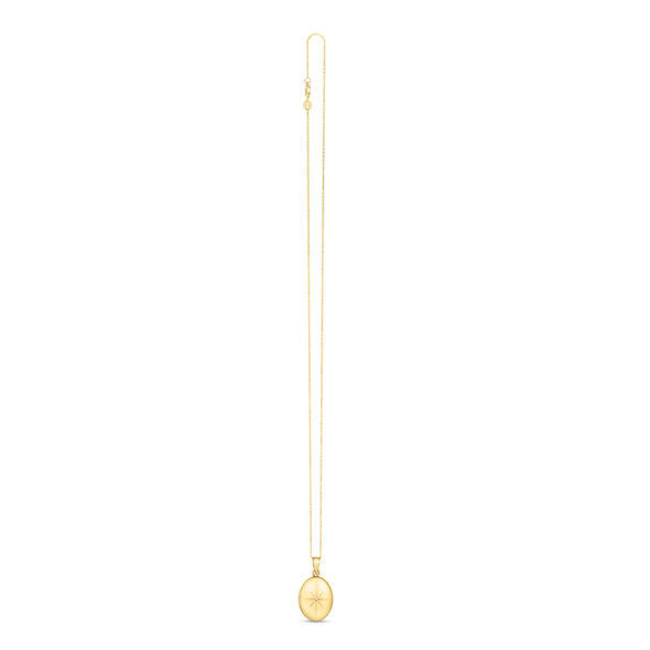 <html><head></head><body><p>This beautiful 14k yellow gold Oval North Star Locket necklace sits close to the heart. It comes in a high polish finish & closes with a lobster clasp. This stunning piece is hand crafted & sits effortlessly between a glimmering rolo chain. A small diamond perfectly placed gives you that little extra sparkle. Measuring 18 inches in length.</p><div></div><div><div><div><table><h5>Product Specifications:</h5><tbody><tr><td> Metal </td><td> Yellow Gold </td></tr><tr><td> Metal Stamp</td><td> 14K </td></tr><tr><td> Style Name </td><td> Fancy, </td></tr><tr><td> Chain Type </td><td> Rolo </td></tr><tr><td> Clasp </td><td> Lobster Clasp </td></tr><tr><td> Adjustable Size </td><td> Rolo </td></tr><tr><td> Approximate Weight </td><td> 0 gram(s) </td></tr></tbody></table></div></div></div></body></html>