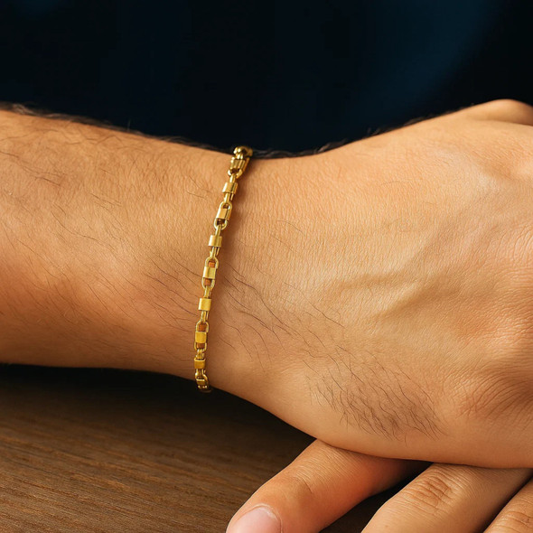 14K Yellow Gold Square Byzantine Chain Bracelet (2.00 mm)
