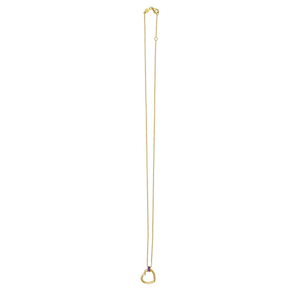 Amethyst Baguette Heart Necklace in 14K Yellow Gold