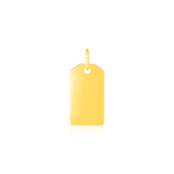 <html><head></head><body><p>This beautiful 14K yellow gold tag pendant is beautifully polished and can be engraved to express your unique sentiment. Pendant measures 24.8x11.2mm.</p><div></div><div><div><div><table><h5>Product Specifications:</h5><tbody><tr><td> Metal </td><td> Yellow Gold </td></tr><tr><td> Metal Stamp</td><td> 14K </td></tr><tr><td> Style Name </td><td> Cross </td></tr><tr><td> Item Height </td><td> 0.98 in </td></tr><tr><td> Item Width </td><td> 0.44 in </td></tr><tr><td> Approximate Weight </td><td> 1.1 gram(s) </td></tr></tbody></table></div></div></div></body></html>