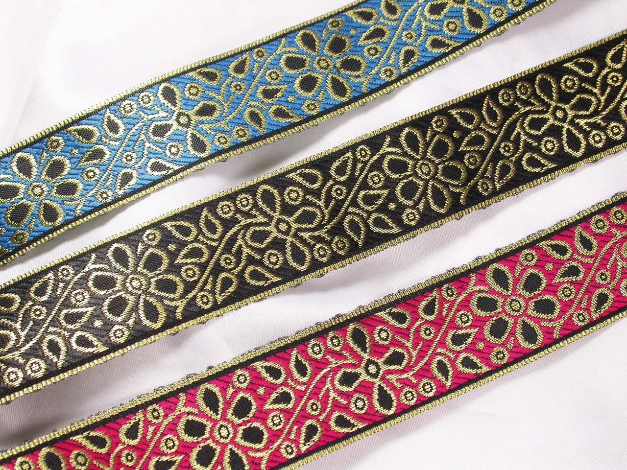 Jacquard Ribbon 1 3/8" (33.6mm) Metallic Floral *Colors* Patchwork