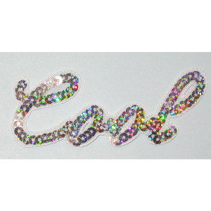 Sequin Word COOL Silver Patchwork Panda Trims