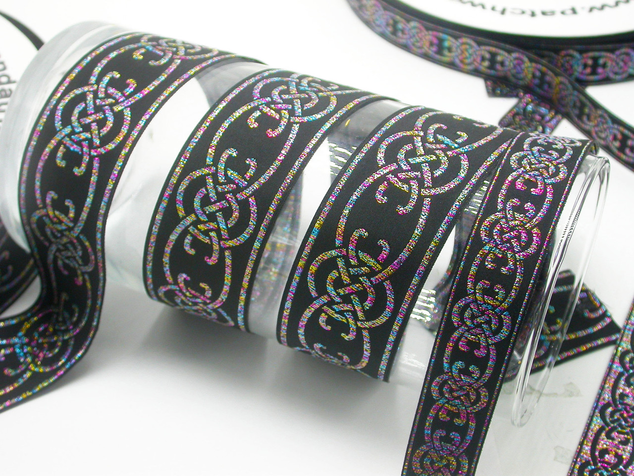 Celtic Jacquard Ribbon Long Link Design Multi Metallic 7/8