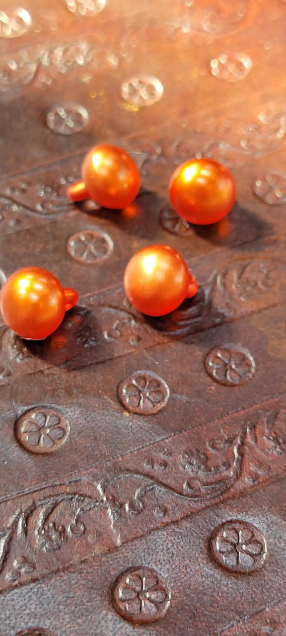 Orange Pearlized Rounded 11mm Shank Buttons 4 Pack