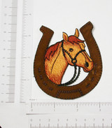Horse Head in Horse shoe embroidered Iron On Patch Applique
