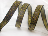 Jacquard Ribbon 5/8" (15.8mm) Black & Metallic Gold Diamonds Priced Per Yard Jacquard Ribbon 5/8" (15.8mm) Black & Metallic Gold Diamonds Priced Per Yard