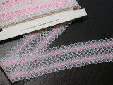 Flat Lace 1 3/4" (45mm)  White & Pink Poly 10 Yards