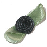 001-09, Large satin ribbon rose with green leaf-100 pieces