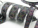 Celtic Jacquard Ribbon Long Link Design Multi Metallic 1 1/2" Celtic Jacquard Ribbon Long Link Design Multi Metallic 1 1/2"