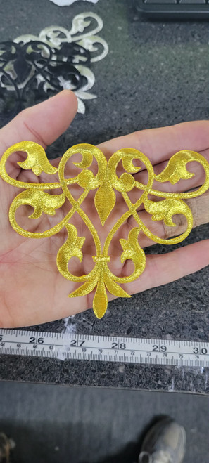Decorative Swirl Metallic Gold Embroidered iron On Applique