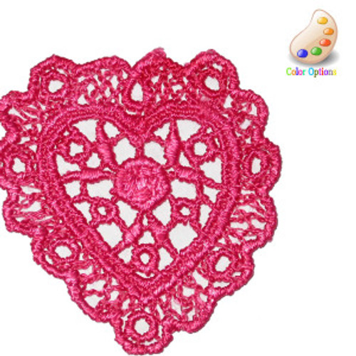 Venise Lace Applique Heart - Rose