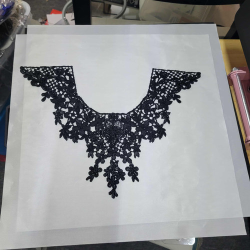 12 Pack Venice Lace Yoke Applique - Black Measures 13 1/2" x 10"