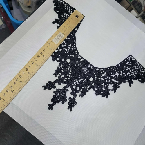 12 Pack Venice Lace Yoke Applique - Black Measures 13 1/2" x 10"