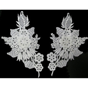 Venice Lace Collar Appliques - Left & Right White