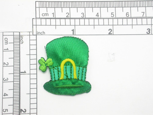 St Patricks Hat Patch Embroidered iron On Applique 1 3/8" x 1 1/2"