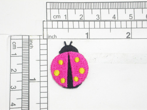 Pink Ladybug Patch Iron On Embroidered Applique 1 1/8"x  7/8"