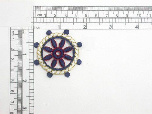 Ship Wheel Patch Iron On Embroidered Applique 1 7/8" x 1 7/8"

Fully Embroidered