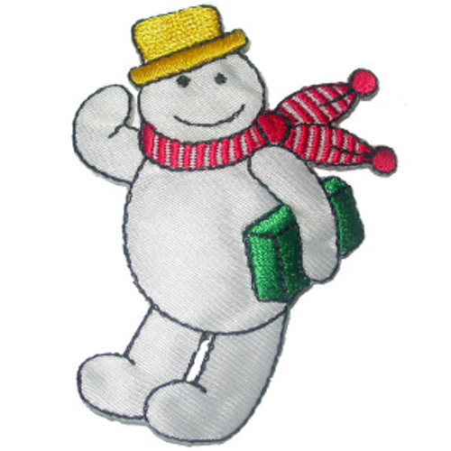 Snowman  Satin Iron On Applique 6 Pack  Measures 2 5/8" tall x 2" wide