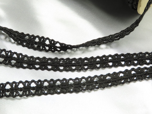 Braid 5/8" 16mm Fancy Rayon Black Per Yard