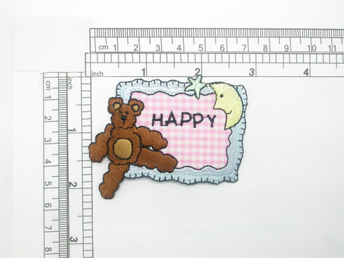 Teddy Bear Gingham Patch Iron On Embroidered Applique