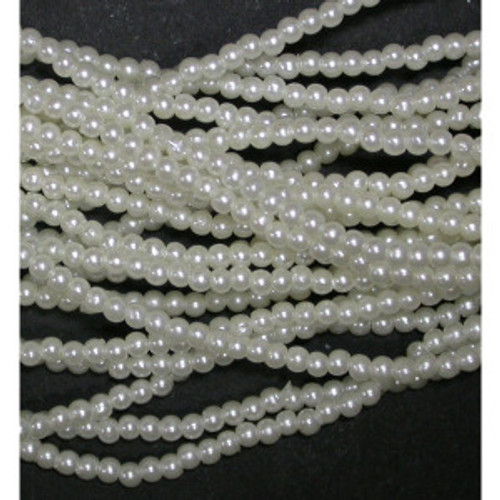 Strung Pearlised Beads 60" Strings 3.5mm White