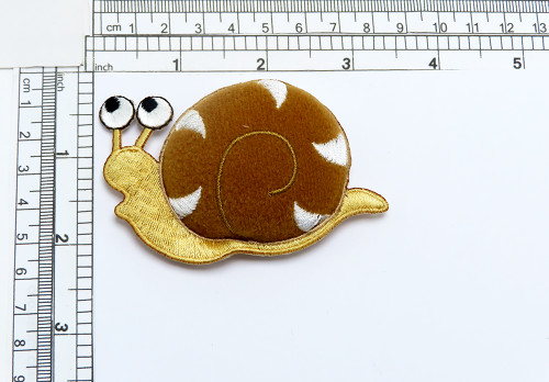 Snail Puffy 3D Iron On Patch Applique 
Measures 3 1/2" across x 2 3/8" high - This is a stuffed 3D effect which has a depth of approx 5/8"